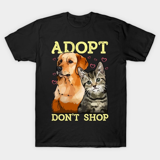 Adopt Don't Shop Cute Cat & Dog Rescue Adoption T-Shirt by theperfectpresents